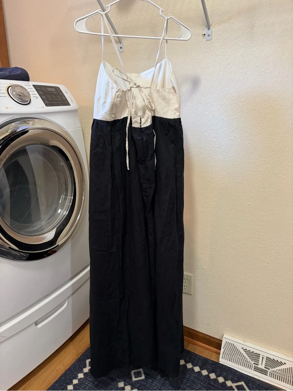 NWT Abercrombie & Fitch Women’s Tie-Back Babydoll Maxi Dress Black & White
